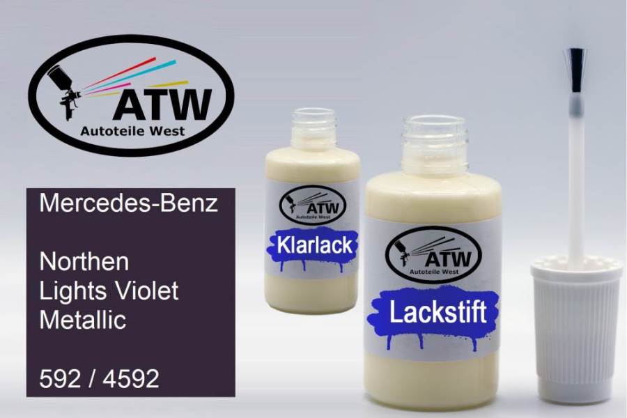 Mercedes-Benz, Northen Lights Violet Metallic, 592 / 4592: 20ml Lackstift + 20ml Klarlack - Set, von ATW Autoteile West.